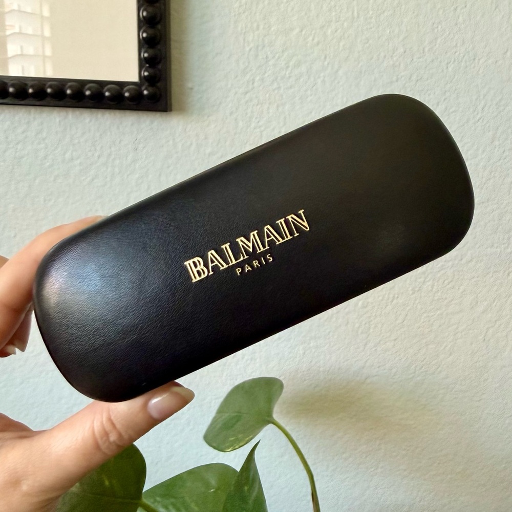 Balmain Eyeglasses / Sunglasses Hard Case Clamshell Black Eyewear Case Gold Logo
